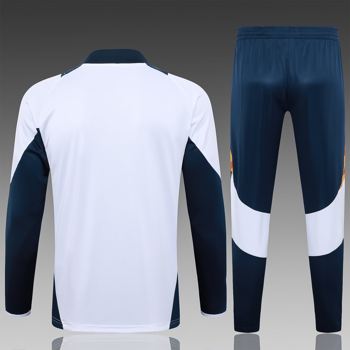 Real Madrid Training Suit 2024-2025 - White with Navy and Orange Side Panels — alternate view 1