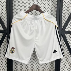 Real Madrid Home Shorts 2025-2026 - White with Black Stripes — product photo