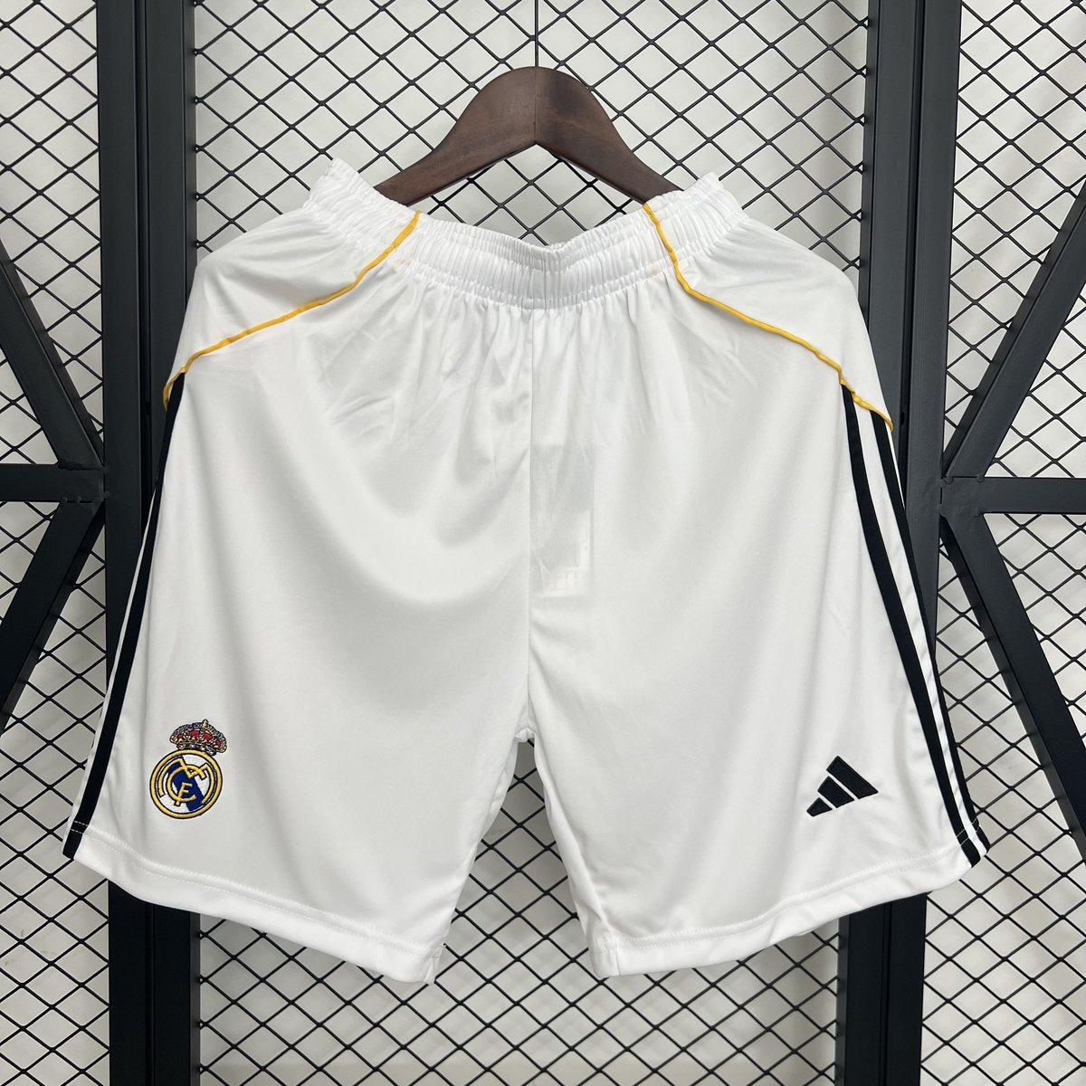 Real Madrid Home Shorts 2025-2026 - White with Black Stripes — product photo