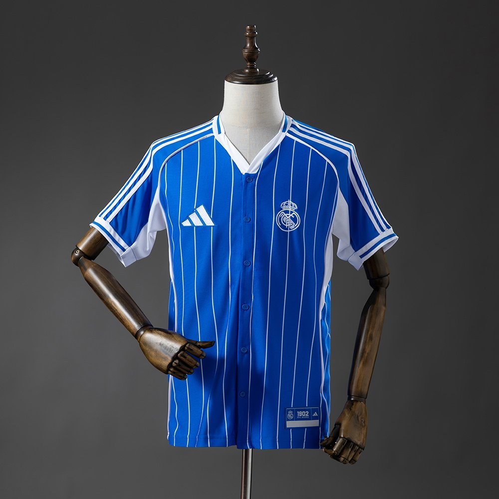 2025-2026 Real Madrid Jersey, Blue with White Pinstripes — product photo