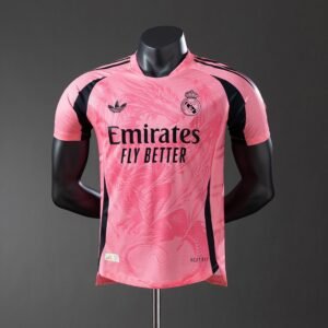 2025-2026 Real Madrid Jersey - Pink with Black Sleeves and Dragon Print — product photo