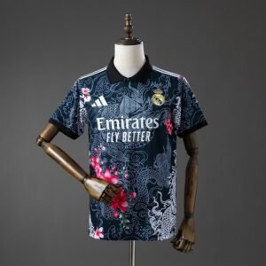 White Black Sleeves and Dragon Graphic Real Madrid 2025-2026 Jersey — product photo