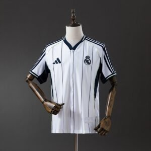 Real Madrid Jersey 2025-2026 - White with Navy Pinstripes — product photo