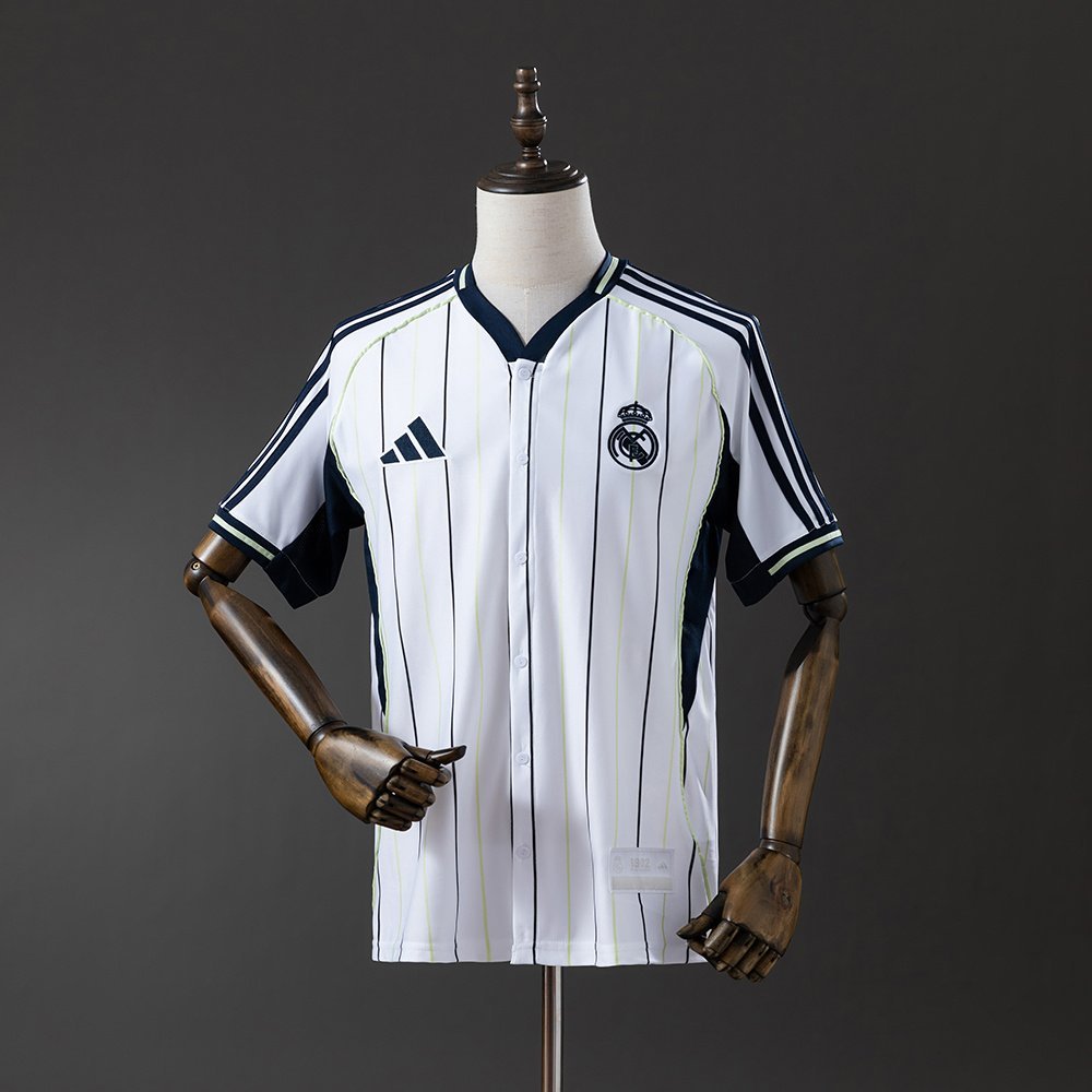 Real Madrid Jersey 2025-2026 - White with Navy Pinstripes — product photo