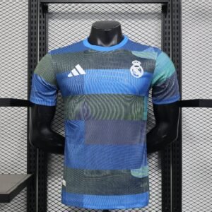 2025-2026 Real Madrid Training Suit, Blue with Grey Geometric Pattern — product photo