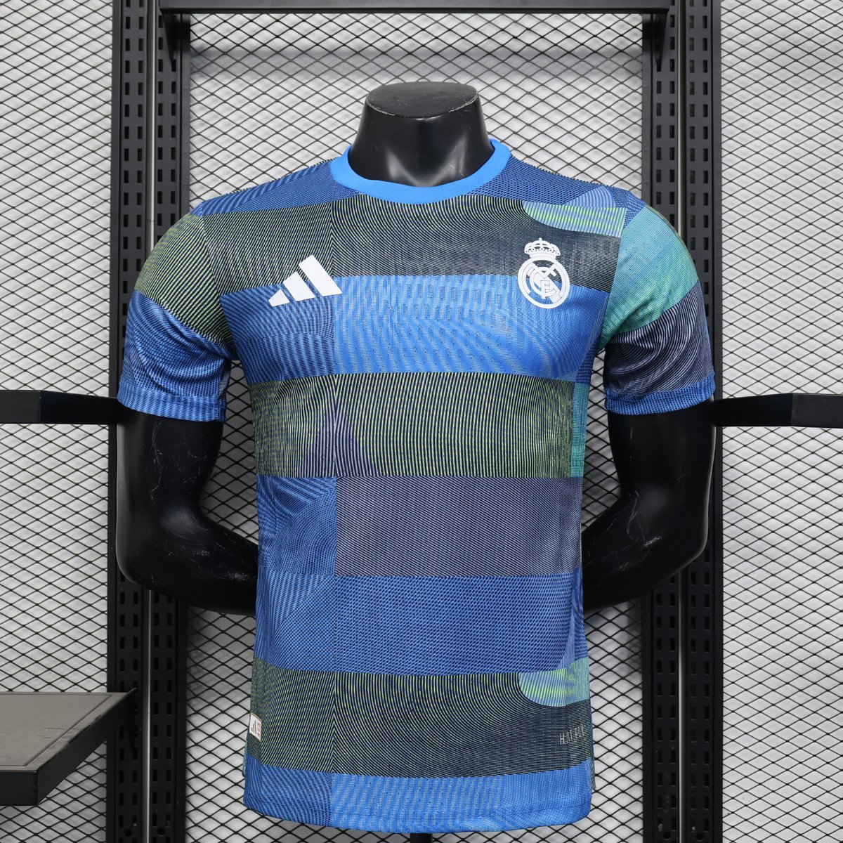 2025-2026 Real Madrid Training Suit, Blue with Grey Geometric Pattern — product photo