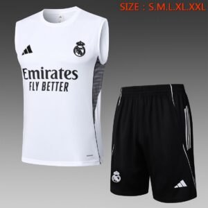 Real Madrid 2025-2026 Training Vest in White with Black Side Panels — product photo