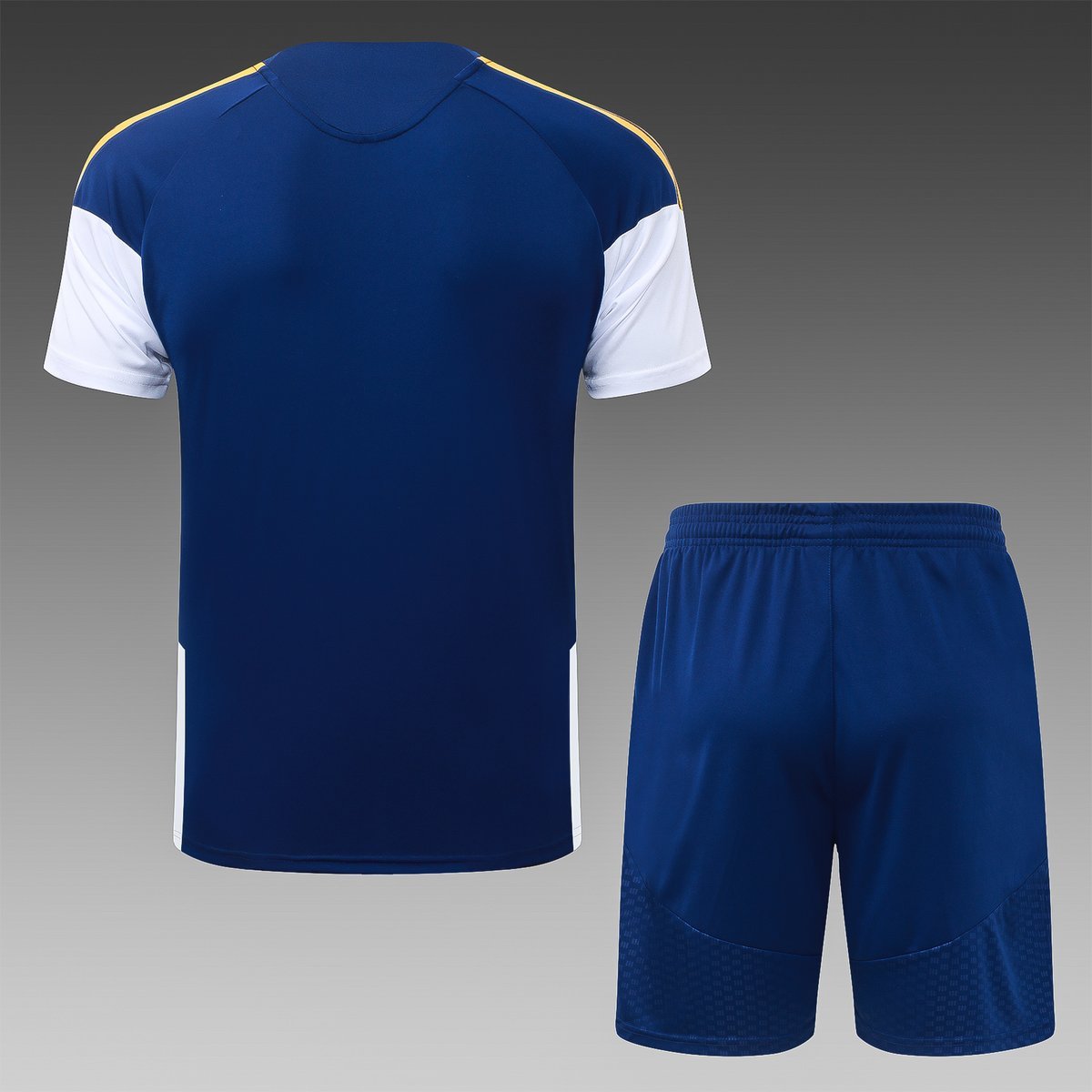 Real Madrid 2026-2027 Away Jersey in Royal Blue with Yellow Shoulder Arcs — alternate view 1