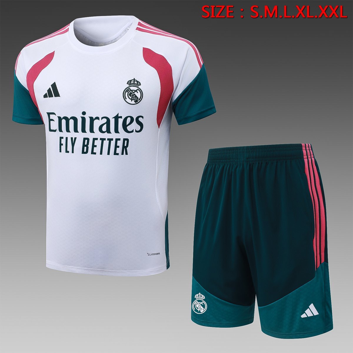 2026-2027 Real Madrid Away Jersey - White with Rose Red Panels — product photo
