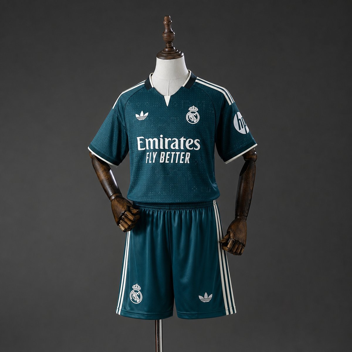 Real Madrid Away Kids Kit 2026-2027 - Dark Green with White Trim — product photo