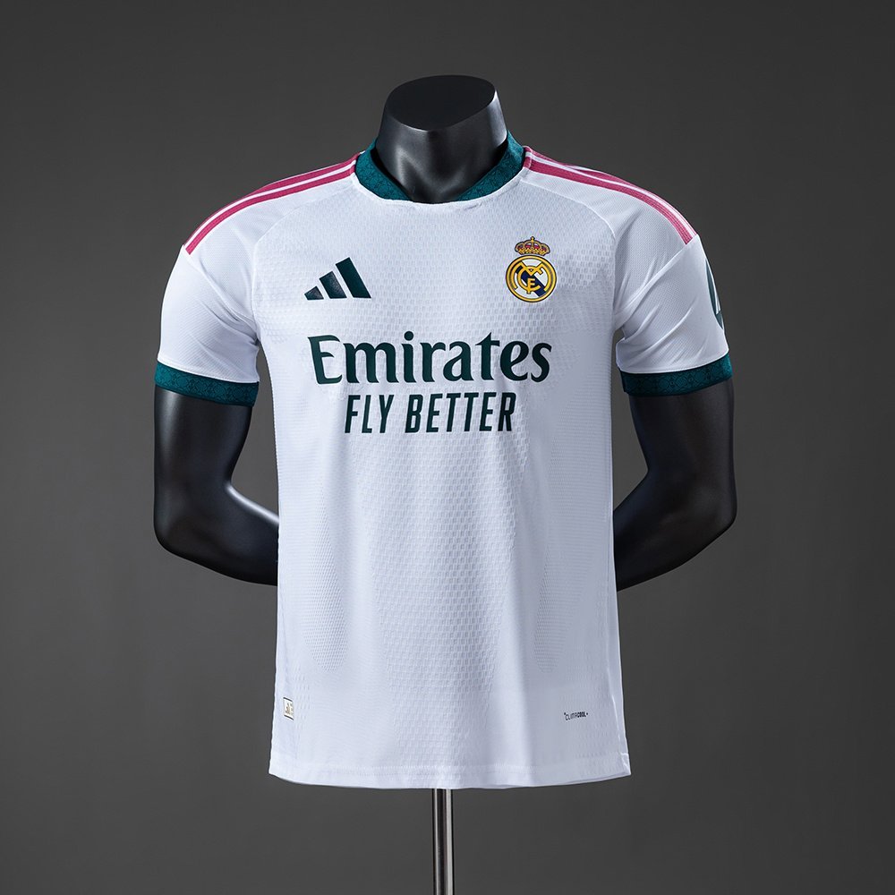 Real Madrid Home Jersey 2026-2027 - White with Pink and Green Collar — product photo