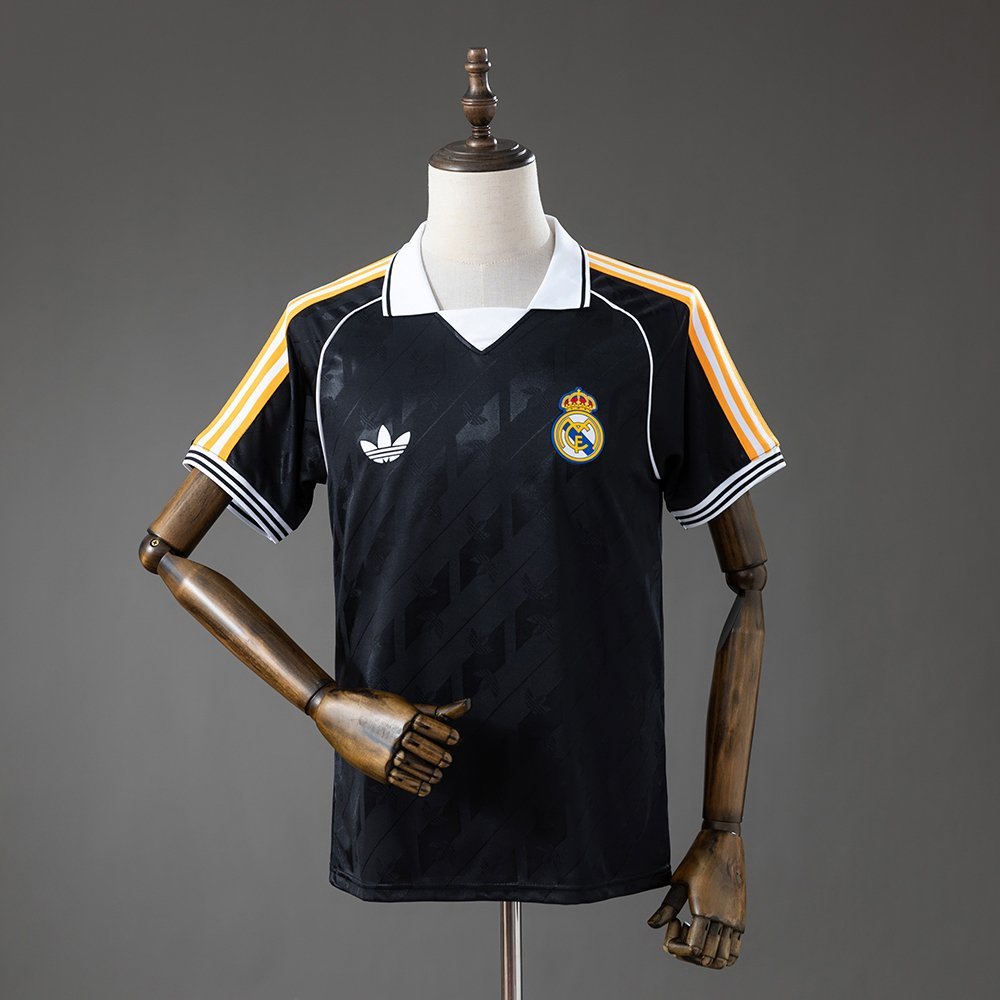 Black White Collar and Sleeve Stripes Real Madrid 2026-2027 Jersey — product photo
