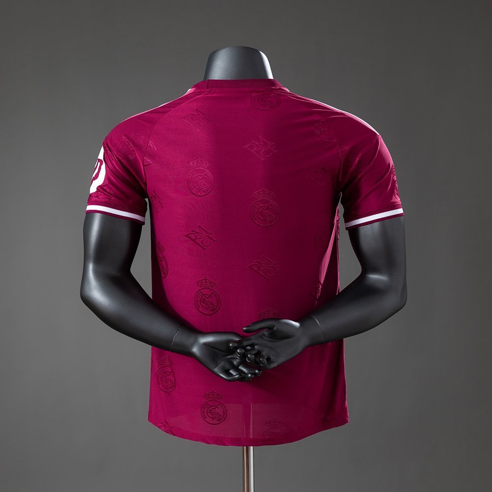 2026-2027 Real Madrid Jersey - Maroon with Tonal Crest Pattern — alternate view 1