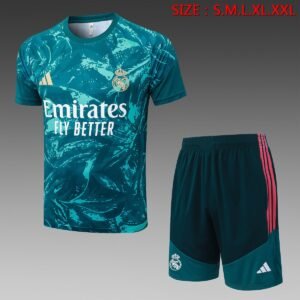 Real Madrid Third Jersey 2026-2027 - Dark Green with Ink Print and Pink Stripes — product photo