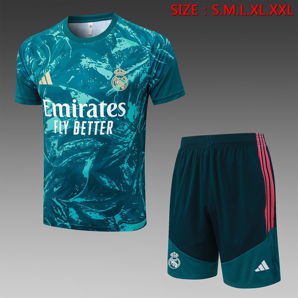Real Madrid Third Jersey 2026-2027 - Dark Green with Ink Print and Pink Stripes — product photo