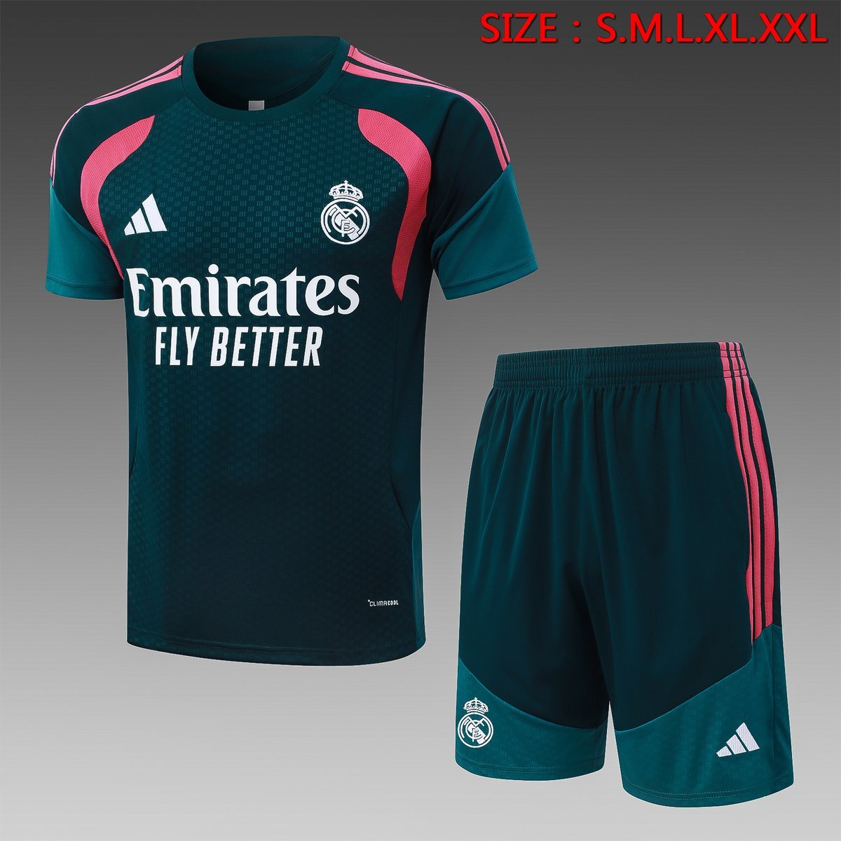 2026-2027 Real Madrid Third Jersey, Dark Teal with Pink Accents — product photo