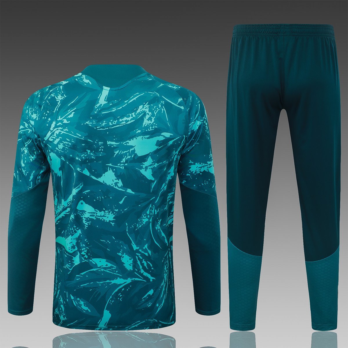2026-2027 Real Madrid Training Suit - Dark Green with Ink Print and Pink Stripes — alternate view 1