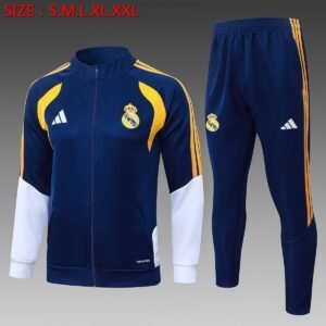 Real Madrid 2026-2027 Training Suit in Royal Blue with Yellow Arcs and White Sleeves — product photo