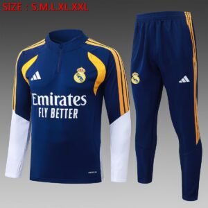 Royal Blue Yellow Shoulder Stripes and White Sleeves Real Madrid 2026-2027 Training Suit — product photo